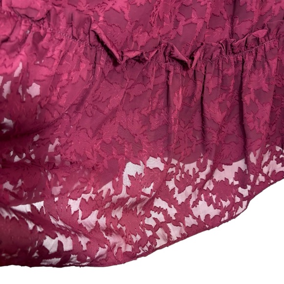 NWT Eliza J Floral Lace Long Sleeve Tiered Dress Wine Maroon Ruffle Size 6 - Picture 9 of 14